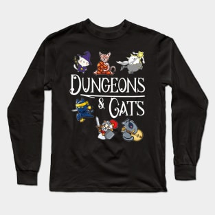 Dungeons And Cats Funny Dragon Cat Kitten Lover Kitty Gift Long Sleeve T-Shirt